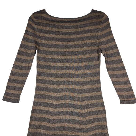Peruvian Connection Dress Womens Small Brown Gray Striped Pima Cotton Knit - Picture 7 of 10